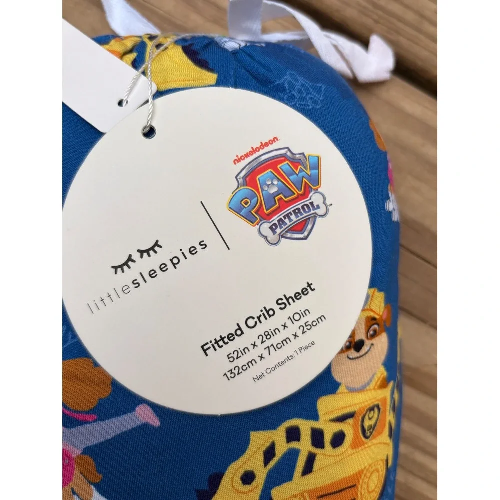 Little Sleepies Paw Patrol Lunaluxe Bamboo Fitted Crib Sheet Blue New